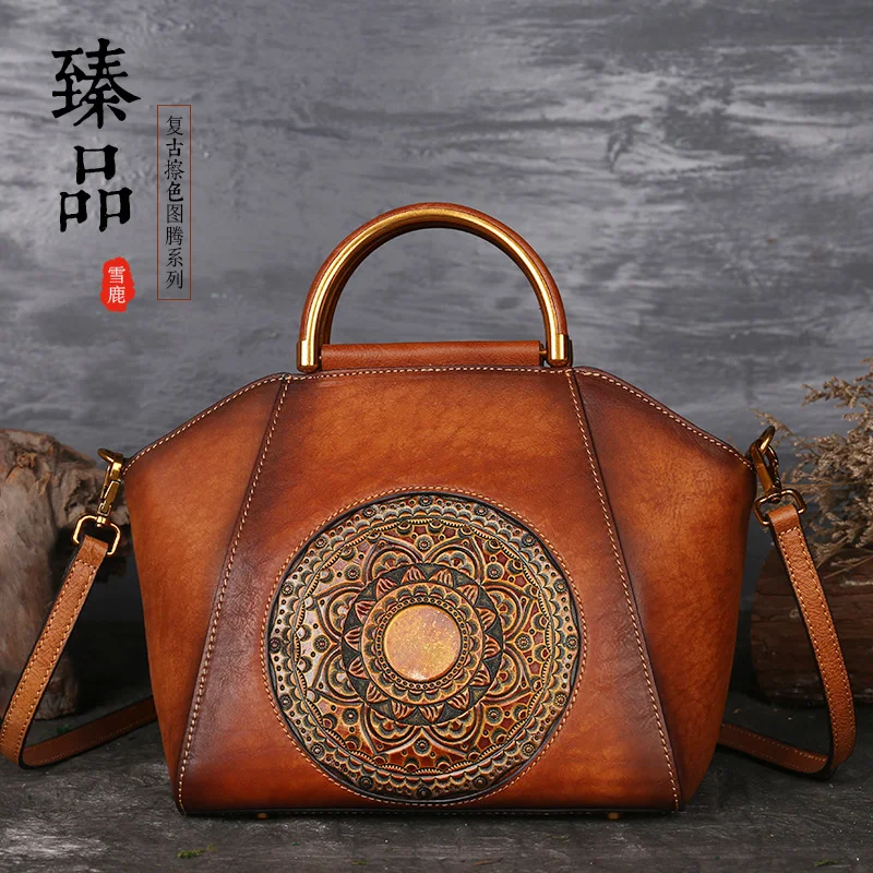 

2022 women's handbag embossed leather women's bag single shoulder oblique span head leather tote bag