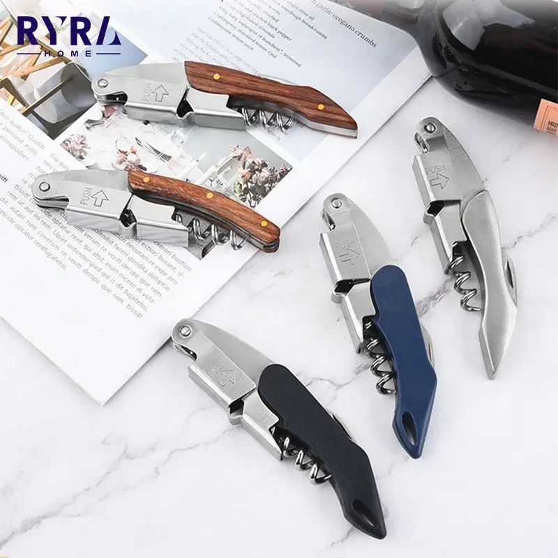 

Stainless Steel Screw Opener Cutter Professional Waiters Corkscrew Bottle Opener Portable Bar Table Key Wine Beer Cap Openers