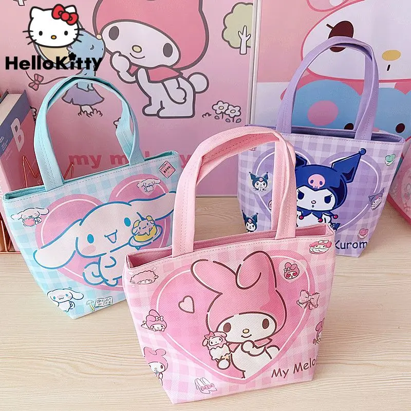 

Sanrio Cinnamoroll Hello Kitty Melody Kuromi Purin полачко Женская мультяшная сумка для ланча Водонепроницаемая вместительная сумка через плечо