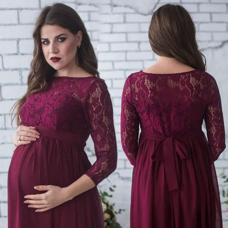 

New Maternity Lace Dress Women Clothes Photography Props Elegant Pregnant Dress Female Long Dress Pregnancy Photo Shoot