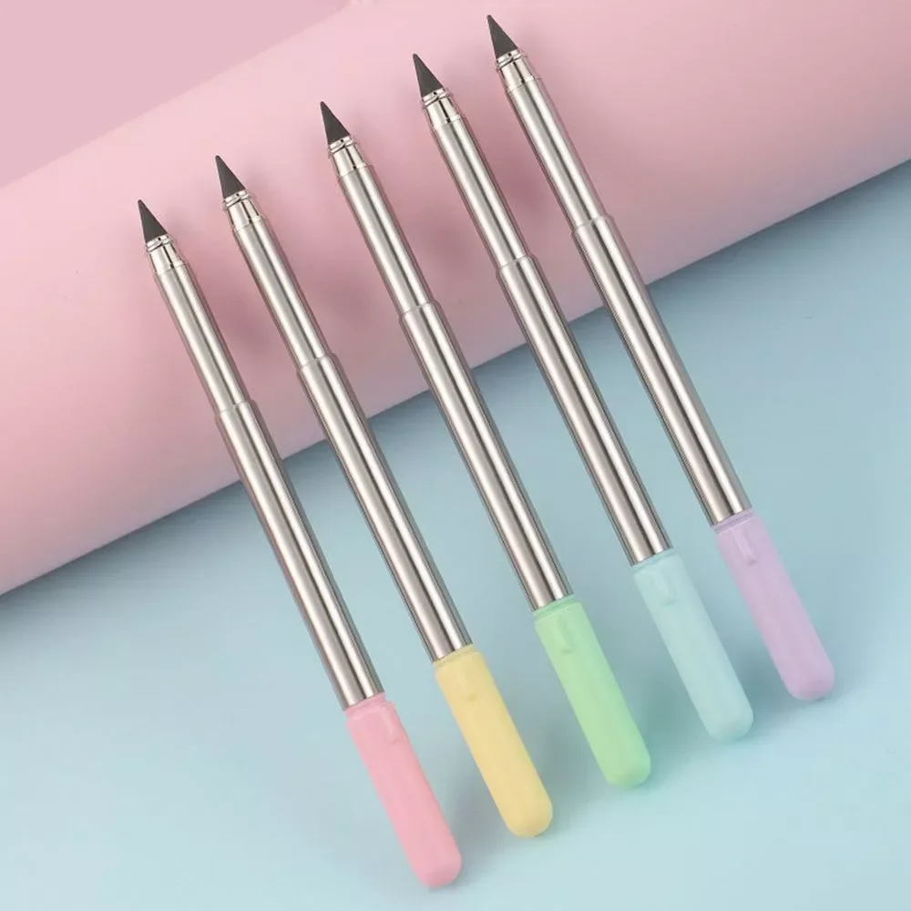 

Creative Inkless Pencil Retractable Metal Pen Writing Pencil Signature Pen Students Stationery Office School Supplies