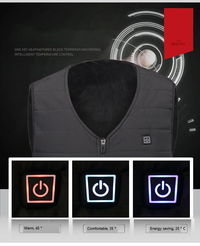 New graphene electric vest USB three stop intelligent constant temperature heating suit men and women fishing vest