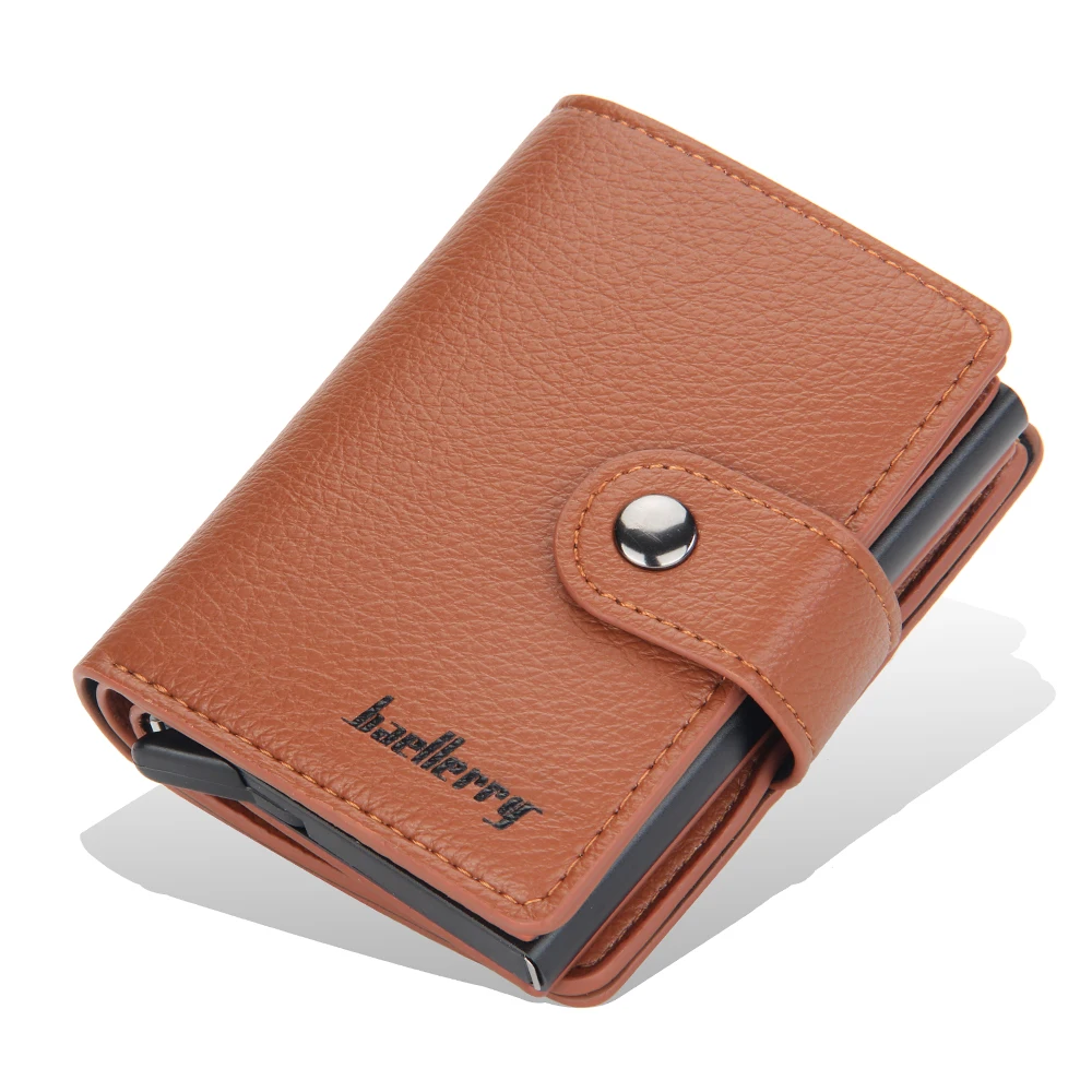 

New Card Wallet Men Pu Leather Trifold Money Wallet Brand Smart Purse Buckle Bank Card Holder RFID Automatic Pop-up Wallets
