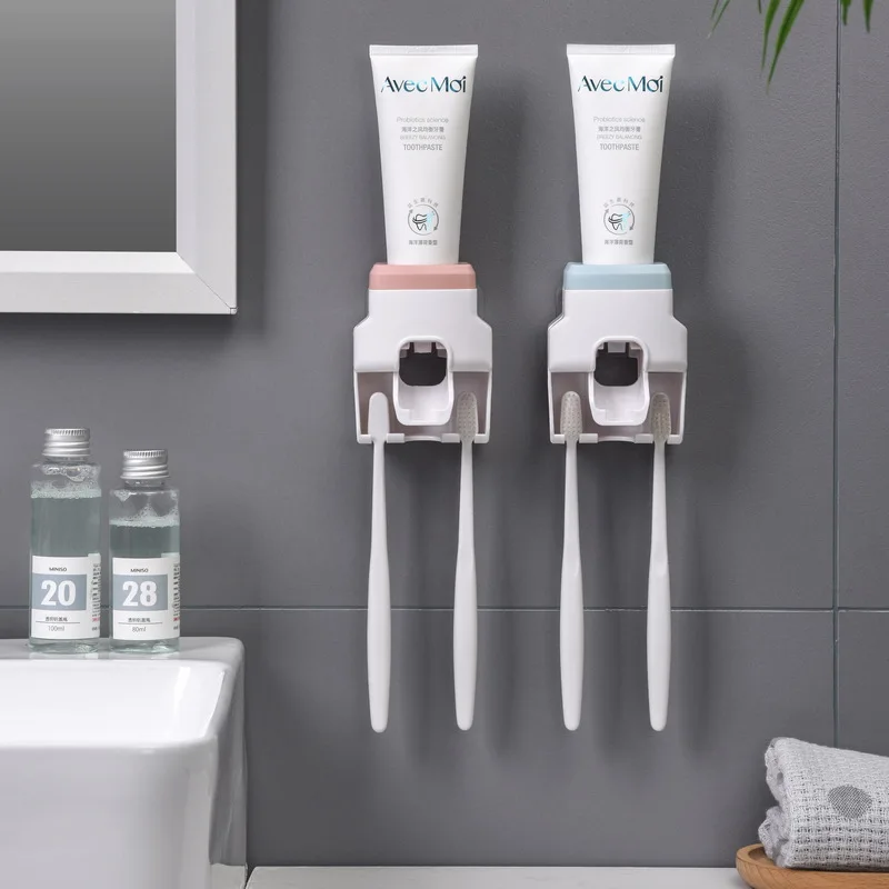 

ECHOME Toothpaste Rack Hole-free Wall Mount Firm Waterproof Automatic Toothpaste Maker Toothbrush Rack Is Convenient and Fast