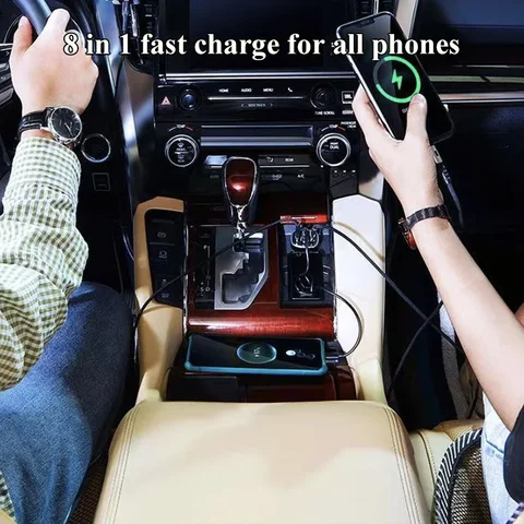 UYUXIO 8 в 1 USB C Автомобильное зарядное устройство для телефона 4 USB A 4 PD Адаптер для сверхбыстрой зарядки для iPhone iPad Samsung OPPO Oneplus Huawei Vivo