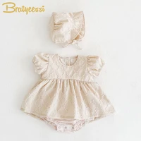 2022 baby girl summer clothes lace jumpsuit hat baby outfit set princess birthday toddler romper dress infant clothing