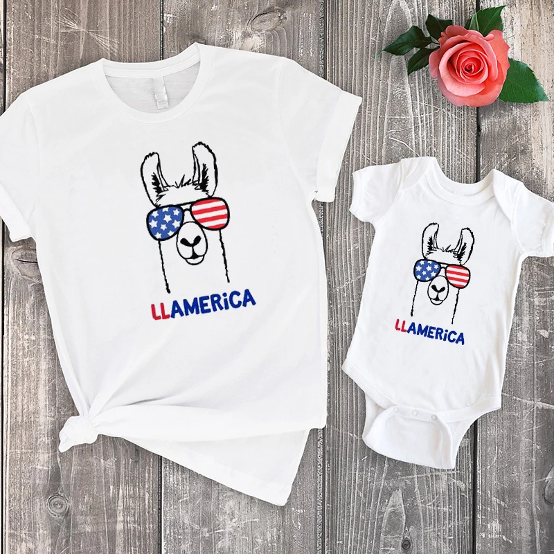 

Футболка для мамы, папы, ребенка, 4 июля, подходящие рубашки, топы для мамы и меня, наряды, Американская футболка, новая мода 2022