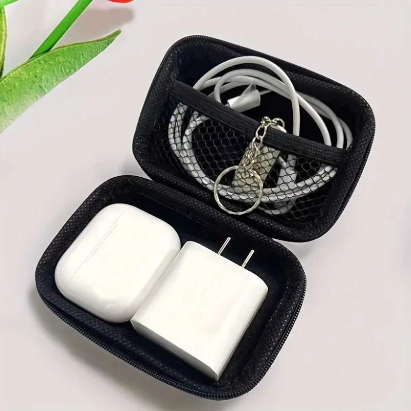 Фото Дорожная сумка для хранения Портативный чехол для зарядки USB-кабель для передачи данных Органайзер Сумка для кабеля гарнитуры Квадратная сумка на молнии с 3D узором Love Bow №5