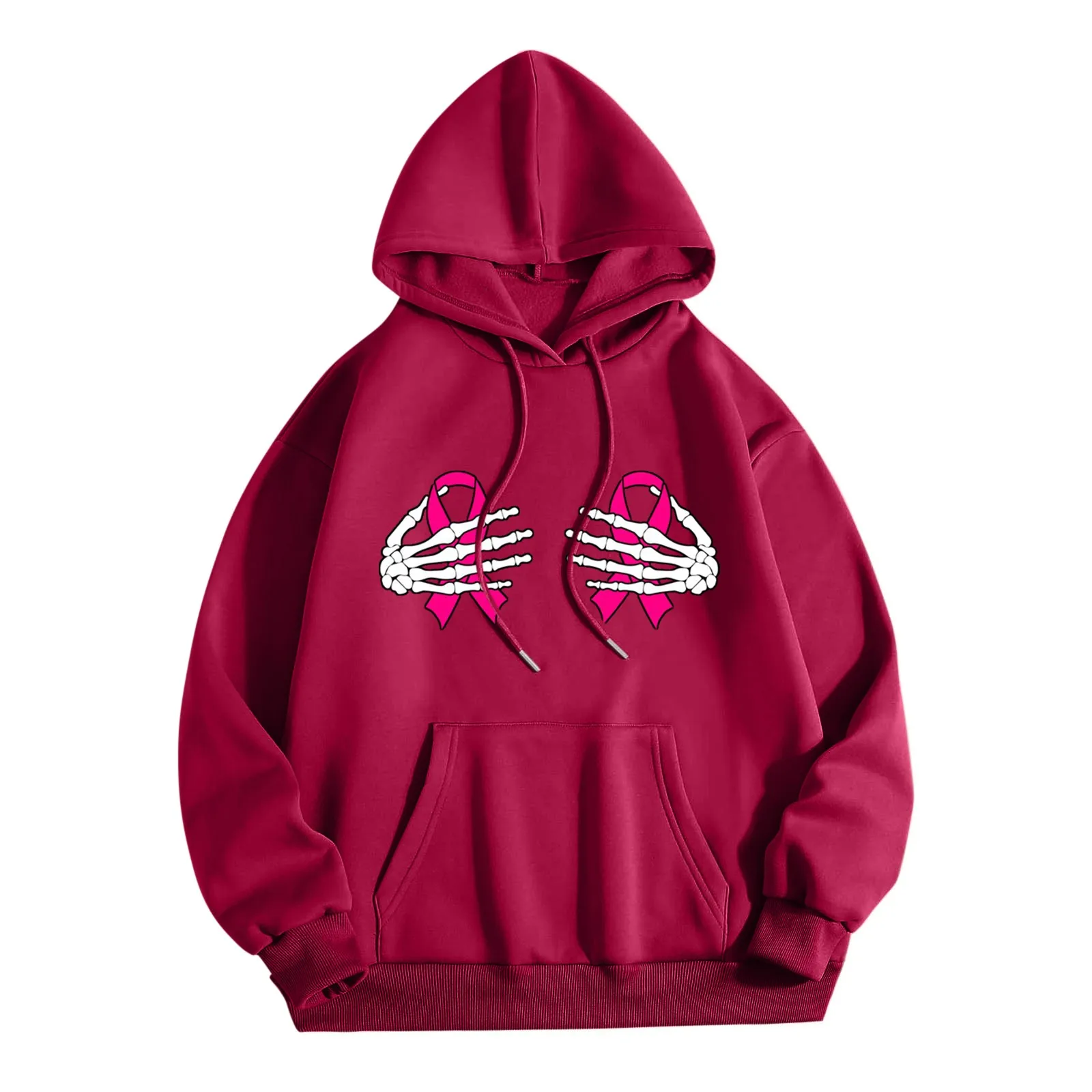 

Women'S Breast Cancer Awareness Hoodie Sweetshirts Oversize Pocket Long Sleeve Sweatshirt Autumn Athletic Clothing For Womens