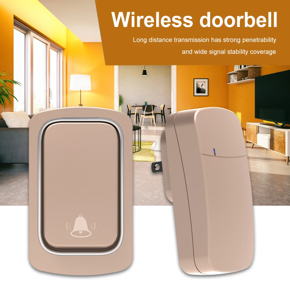 

Mini Doorbell No Battery Required with 38 Melodies Outdoor Wireless Doorbell High Volume for Household Security EU/UK/US Plug