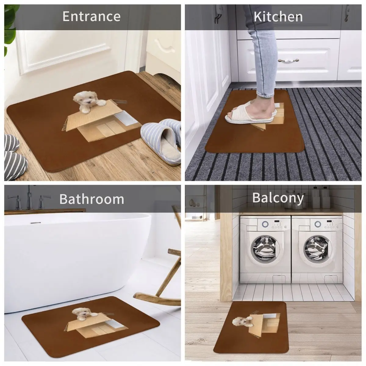 

Bath Mat Cute Maltipoo Puppy In A Box Decor 3D Rug Carpet Doormat Nonslip Entrance Living Room Home Kitchen Bedroom Balcony Dust