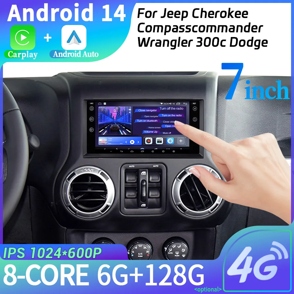 7-дюймовый сенсорный экран для Jeep Cherokee Compasscommander Wrangler 300c Dodge Kaliber Liberty 2008-2011 Android