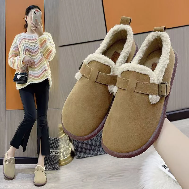 Зимняя верхняя одежда хлопковая обувь женские туфли без шнуровки на плоской