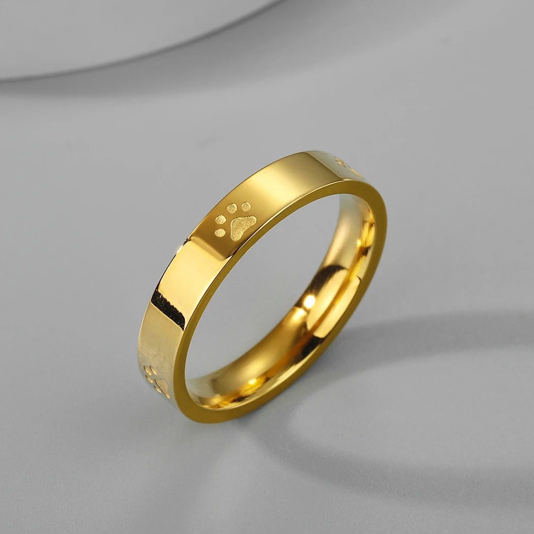 

Chandler Stainless Steel Tiny Itty Bitty Paw Print Ring Simple Cute Jewelry for Girlfriend