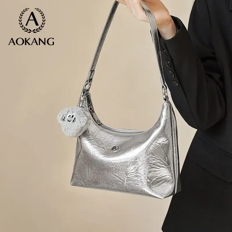 Женская Глянцевая сумка Aokang яркая универсальная через плечо 2024
