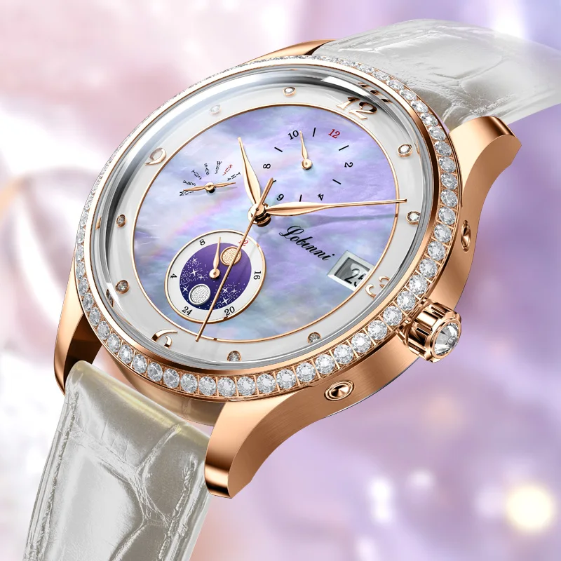 2022 New Design Women Watches Elegant White Shell Dial Diamonds Reloj Mujer Automatic Mechanical Watches Luxury Relogio Feminino enlarge