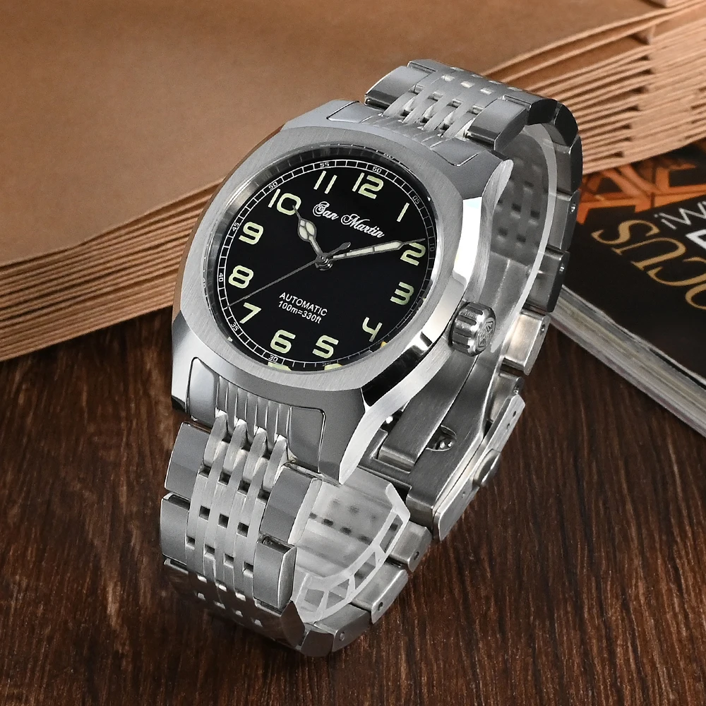 

Часы San Martin Мужские квадратные, роскошные оригинальные винтажные спортивные водонепроницаемые светящиеся в стиле милитари, с сапфировым стеклом, 38 мм, 10 бар