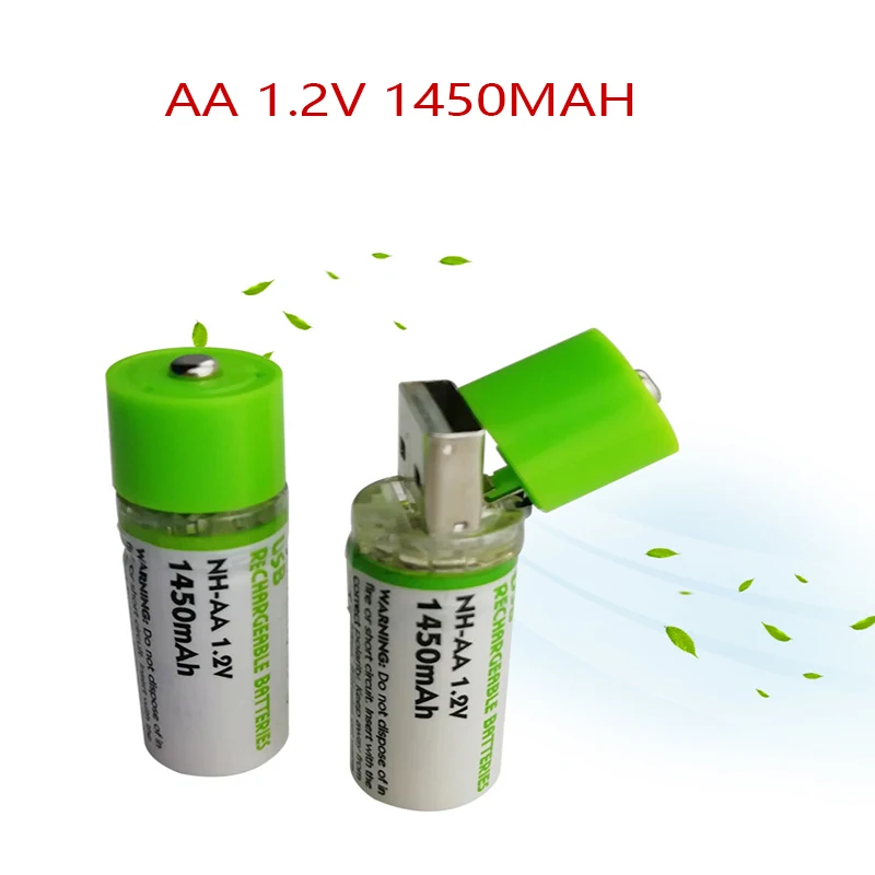 

New AA Battery Nimh AA 1.2V 1450mAh Rechargeable Battery NI-MH USB AA 1450mAh for Remote Control, Razor, Radio Use