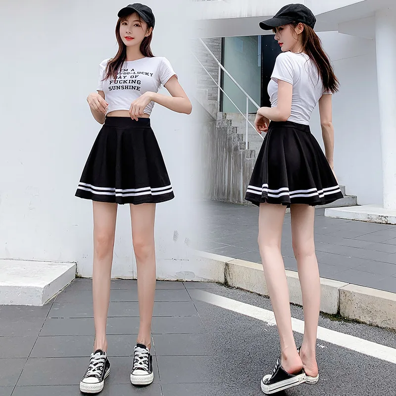 2022 Summer Fashion Brand Women's Skirt Elastic Faldas Women's MIDI Skirt Sexy Girl Mini Casual Pleated Skirt
