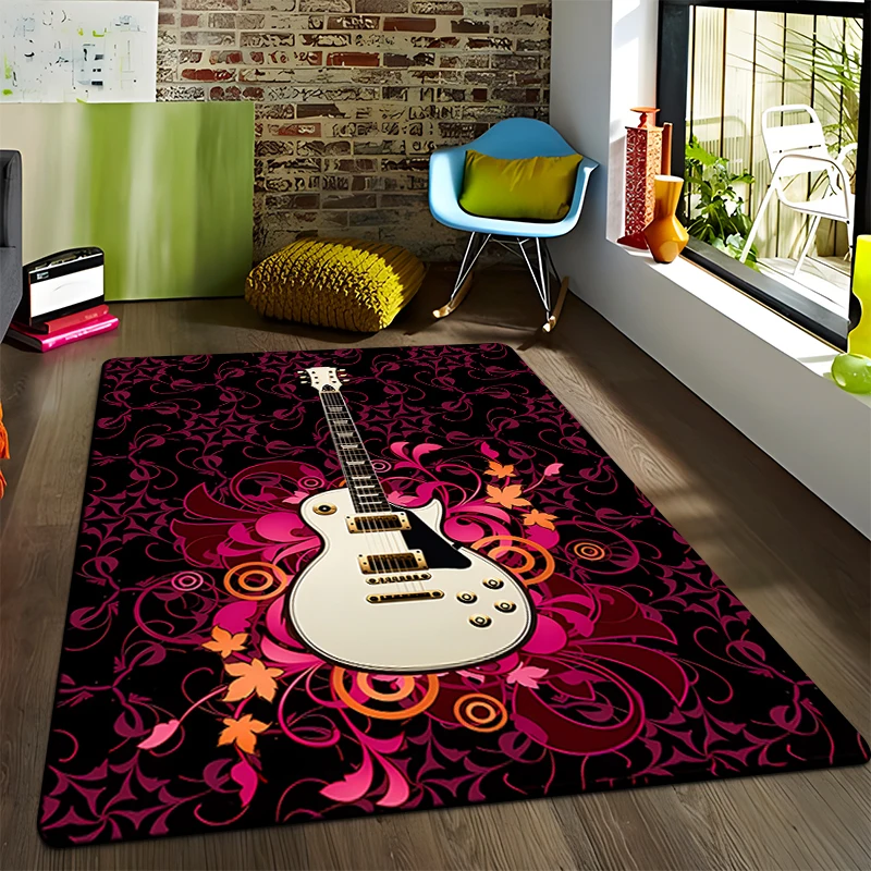 Music Guitar Printed Room Bedroom Floor Mat Carpet E-sports Chair Rugs and Carpets for Home Living Room Study Large Rug