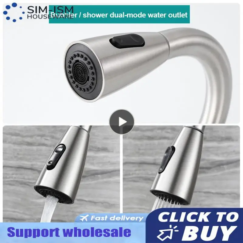 

Kitchen Faucets Brushed Nickel Pull Out Kitchen Sink Water Tap Mixer 360 Rotation Stream Sprayer Head Hot Cold Taps For kitchen