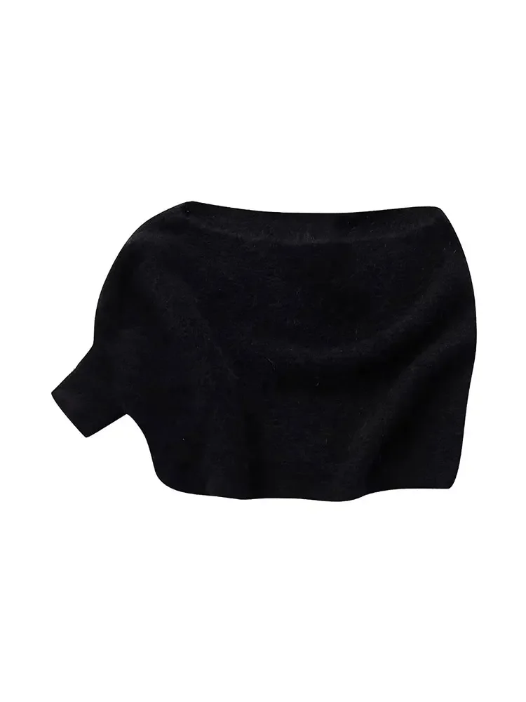 Женский трикотажный свитер на одно плечо с длинным рукавом