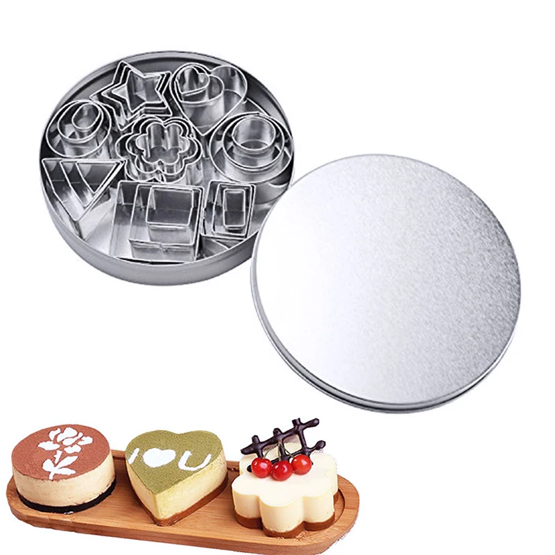 

24pcs Stainless Steel Cookie Cutters Set Geometric Shape Biscuit Mold DIY Cake Ring Vegetable Fruit Cutter Mold
