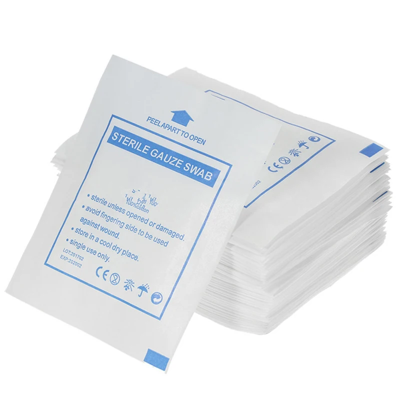 

10pcs/lot 5*5cm Gauze Pad First Aid Kit Waterproof Wound Dressing Sterile Medical Bags Emergency Survival Kit Gauze Pad Wound Ca