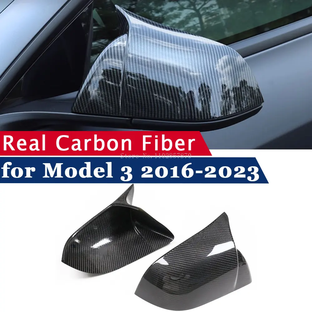 

Чехол для зеркала заднего вида Tesla Model 3 2016-2023, задняя крышка из натурального углеродного волокна