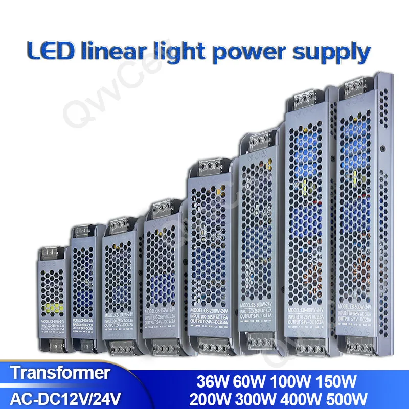 

DC12V/24V Ultra Thin LED Power Supply Lighting Transformers Adapter Switch 60W 100W 150W 200W 300W AC170-265V For LED Strips