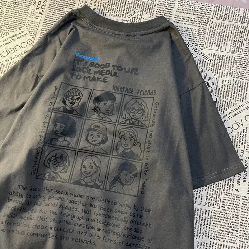 SMVP 2022 летняя новая футболка с короткими рукавами и принтом в стиле ретро женская