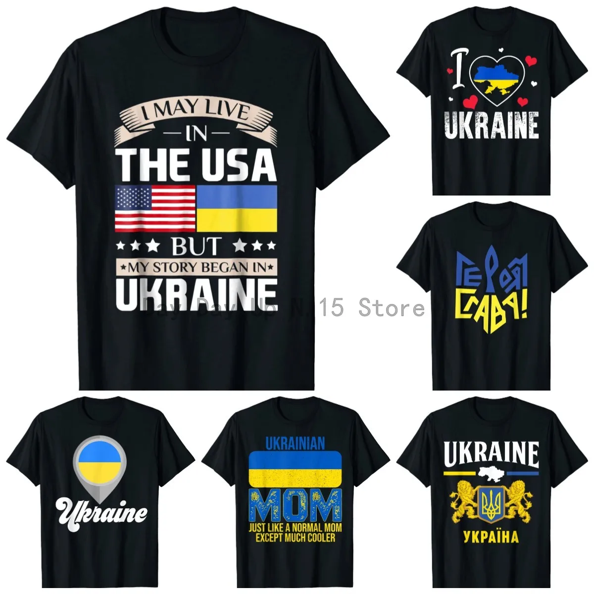 

May Live in USA Story Began in Ukraine Flag T-Shirt