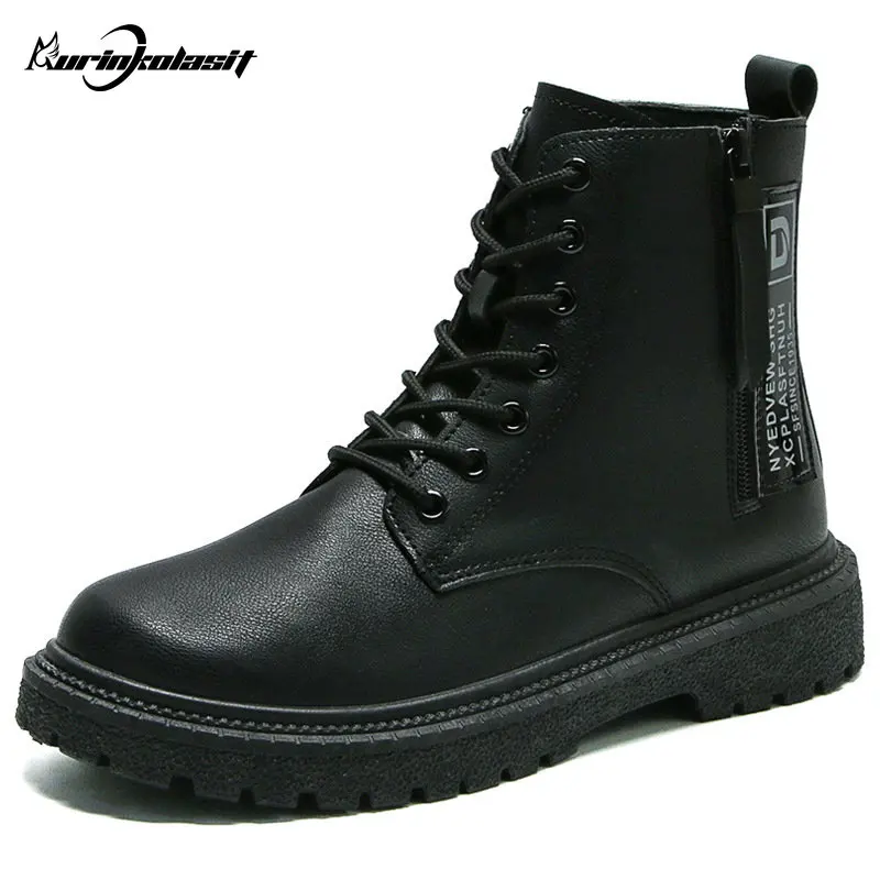 

Новинка 2022 года; Мужские мотоциклетные ботинки в британском стиле; Высокие рабочие ботинки; Ботинки из искусственной кожи; Нескользящая Удобная Водонепроницаемая мужская обувь