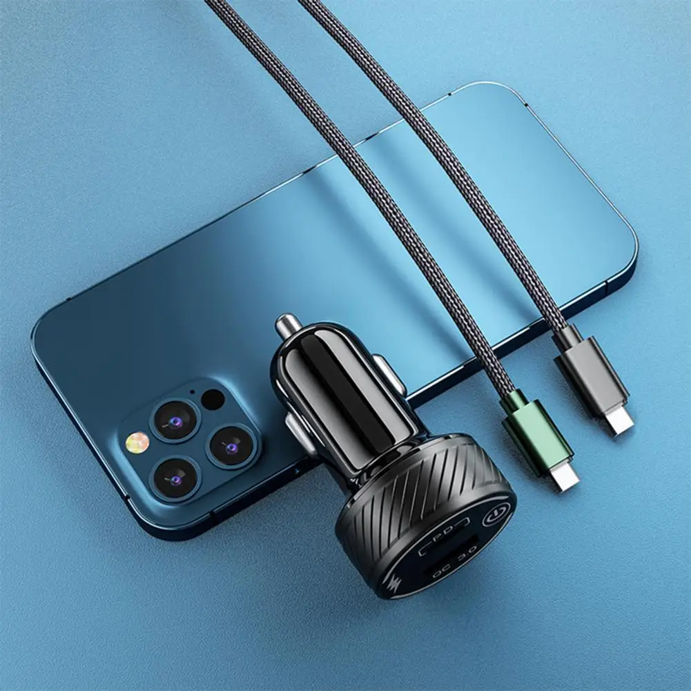 

Car Charger LED Indicator Sturdy Multiple Protection PD QC3.0 Car Charger USB Charger for Automobile