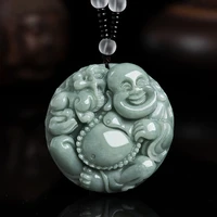 hot selling natural hand carve jade ice species pixiu maitreya buddha necklace pendant fashion jewelry menwomen luckgifts amulet