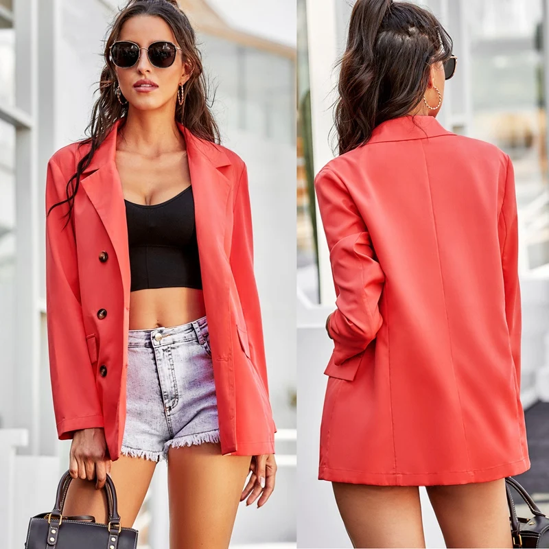 

ASDS-Vintage Elegant Female Suits Jacket Single-Breasted Long Sleeve Casual Loose Women Blazer Outwear