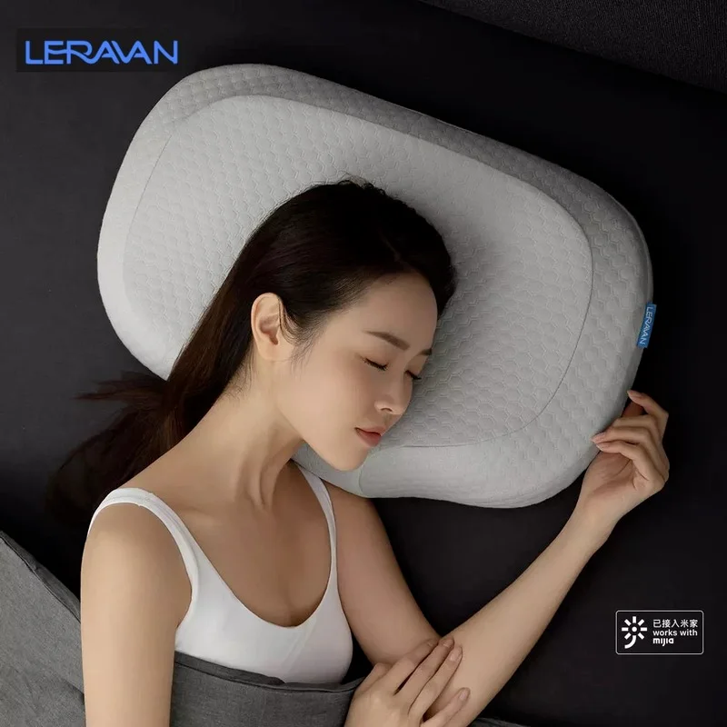 

2021 Xiaomi LERAVAN AI Smart Neck Massager Airbag Electric Massage Sleep Pillow Alarm Clock Work with Mijia APP / Voice Control