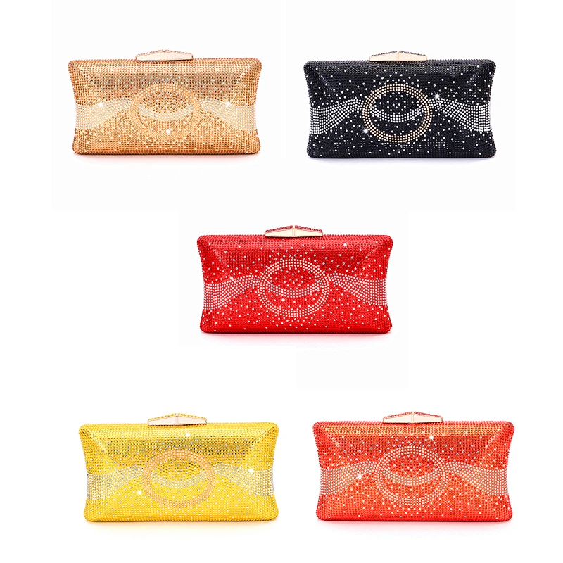 

Clutch Bag 2023 Newest Design Luxury Crystal Buckle Shiny Wedding Party Birthday Dinner Lady Bag Blue Red Gold Silver Black