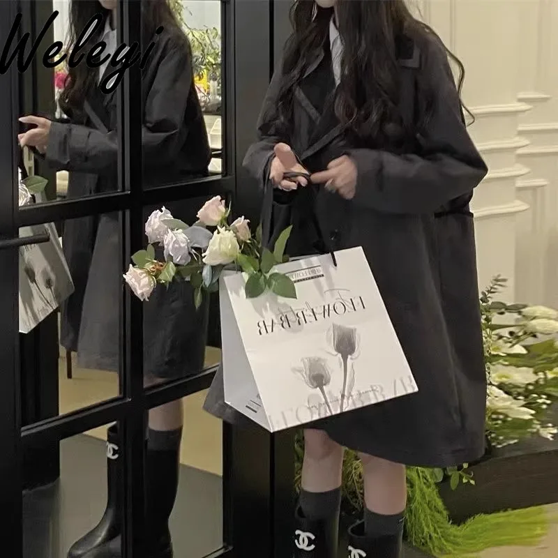 Свободный плащ в американском стиле ретро для пары осенне-зимний милый очень