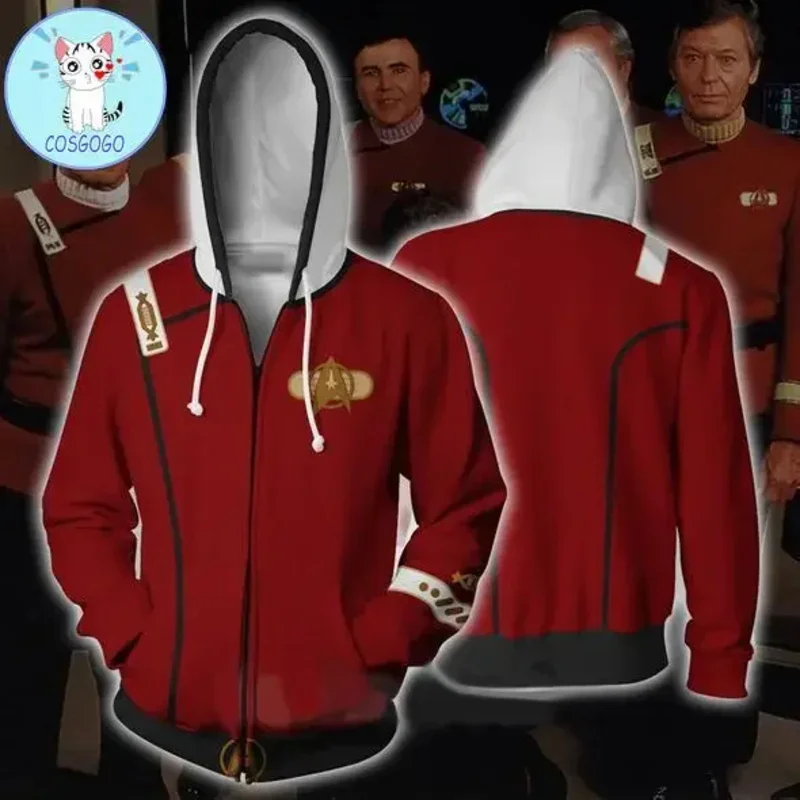 Star Voyager Command Cosplay Costume Hoodie Trek Sweatshirt 3D Print Zipper Jacket Sweatshirts Coat Tracksuit 5XL