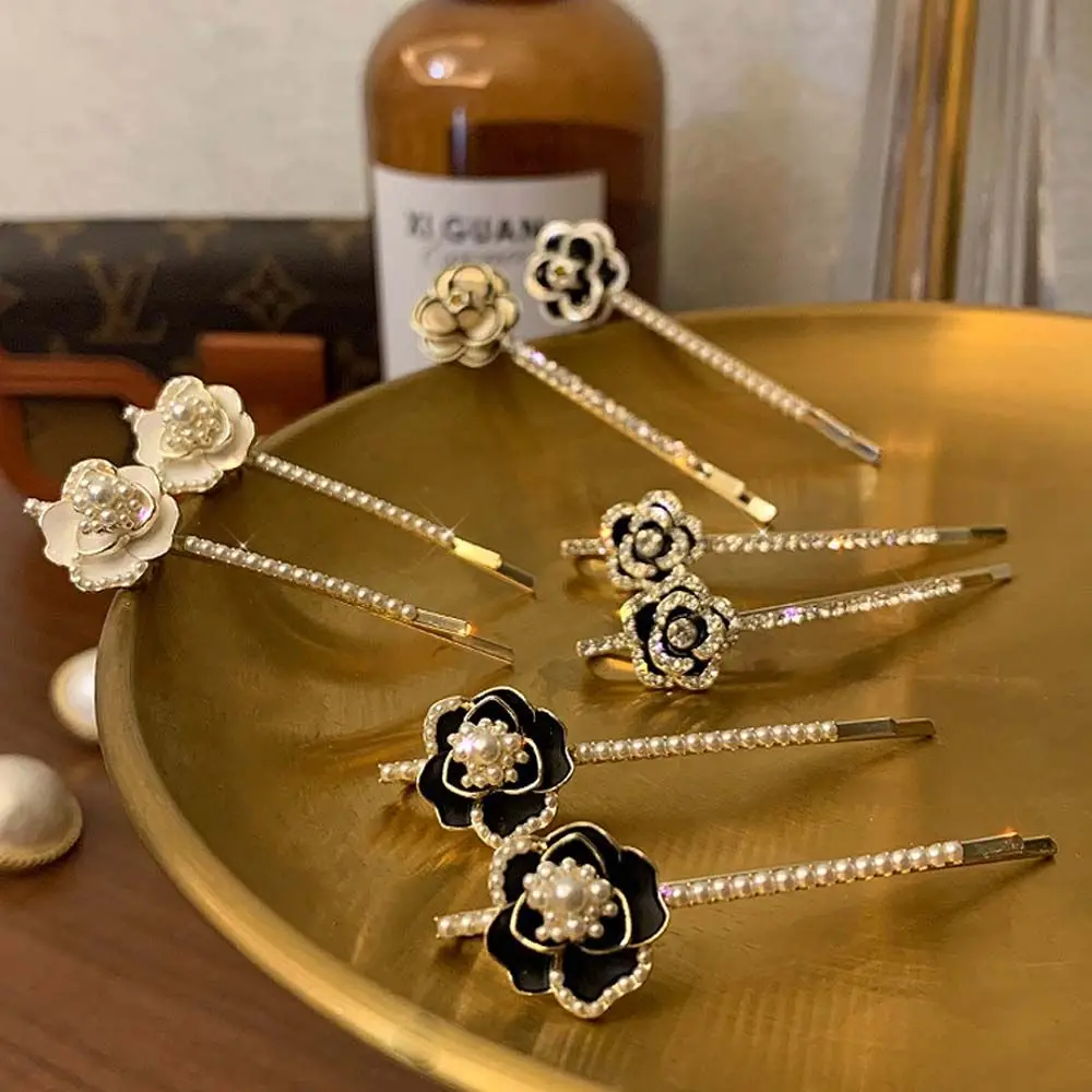 

Sweet Exquisite Camellia Flower Hair Clip Vintage Red Rose Metal Hair Clip For Women Girls Elegant Fashion Hair Accessories