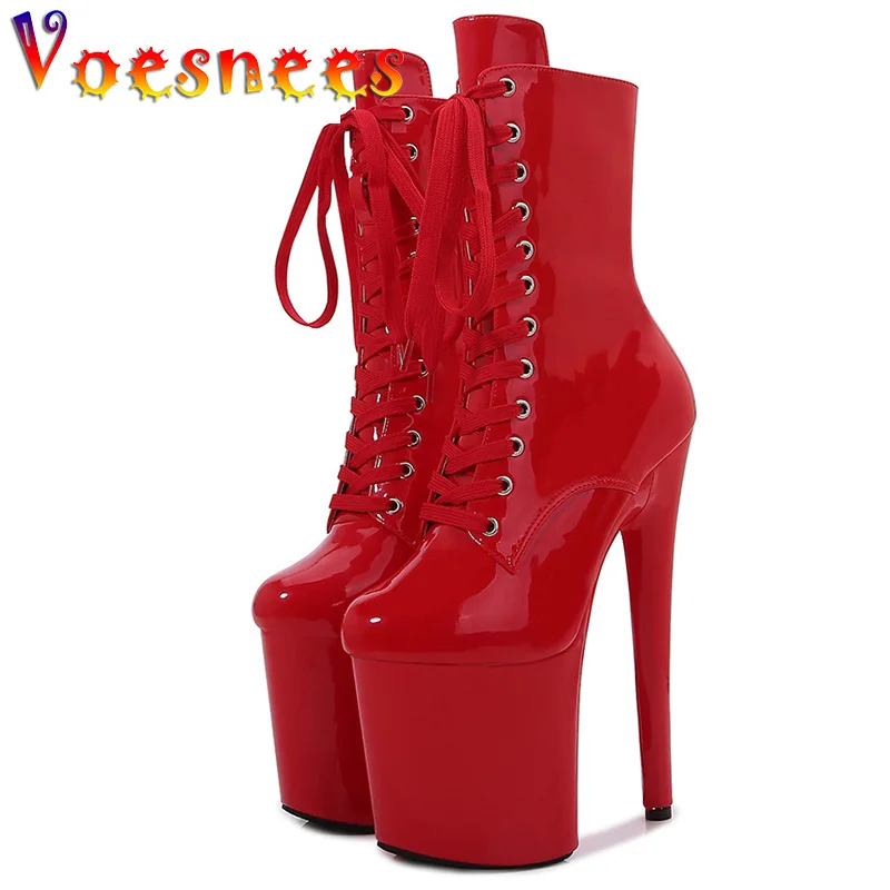 Женские замшевые ботинки со шнуровкой черные на очень высоком каблуке 20 см