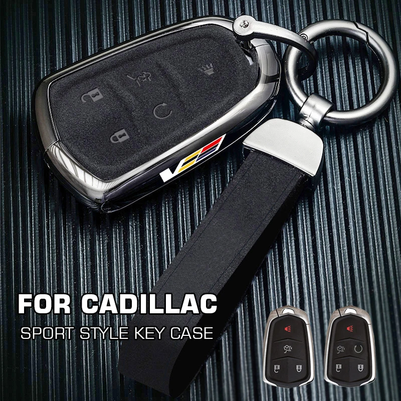 

New Metal Suede Soprts Style Car Key Fob Case Cover Bag Shell For Cadillac ATS XTS XT5 XT4 CT6 XT6 Car Styling Accessories
