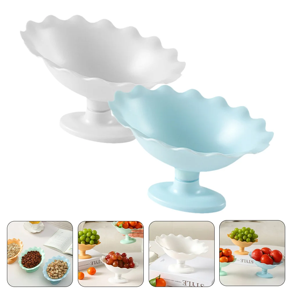 

2pcs Snack Dish Fruit Display Tray Tray Candy Container Serving Plate for Home