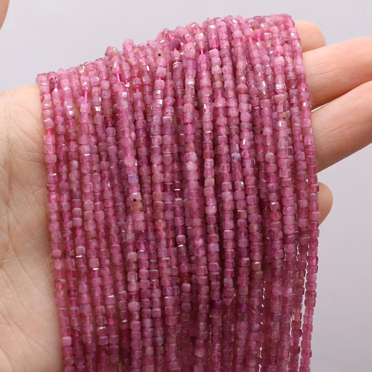 

2mm Natural Pink Tourmaline Stone Faceted Beads Bead Handmade Loose Spacer Beads For Jewelry Making Charms Bracelets For Women