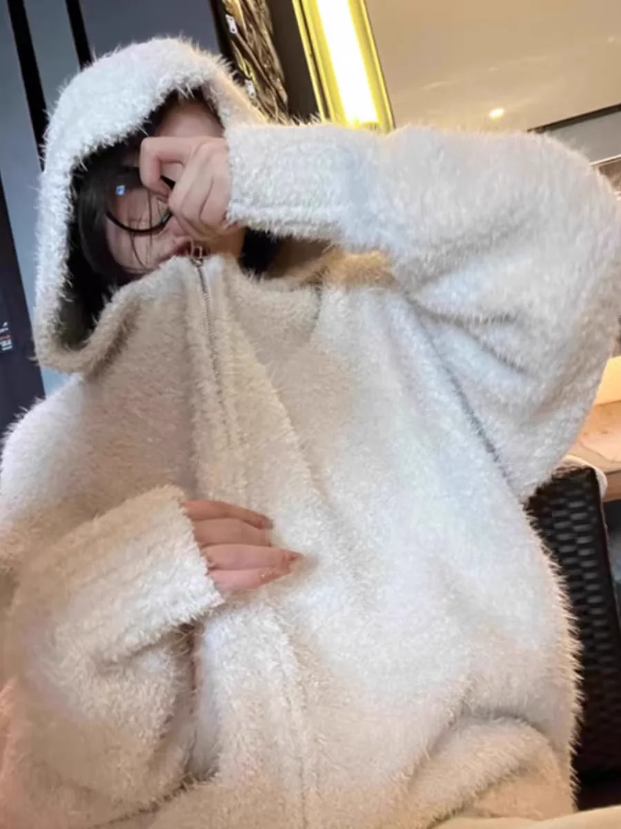 Idle Sle на молнии высококачественный норковый бархатный вязаный кардиган с