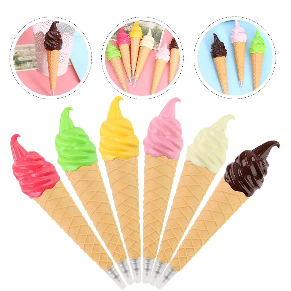 

Pens Pen Ice Cream Kids Party Ballpoint Ink Writing Novelty Decorations Supplies Stationery Cone Favors Gift Kawaii Signature