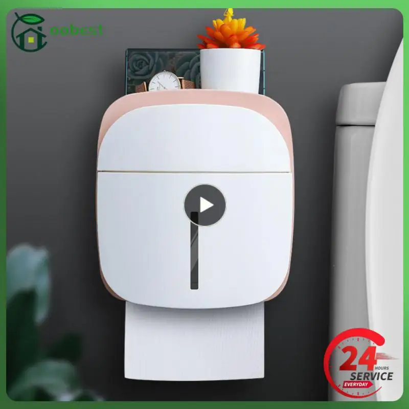 

Bathroom Tissue Holder Wall Mounted Toilet Paper Box Waterproof Roll Paper Storage Rack Double Layer Organizer Shelf With Drawer