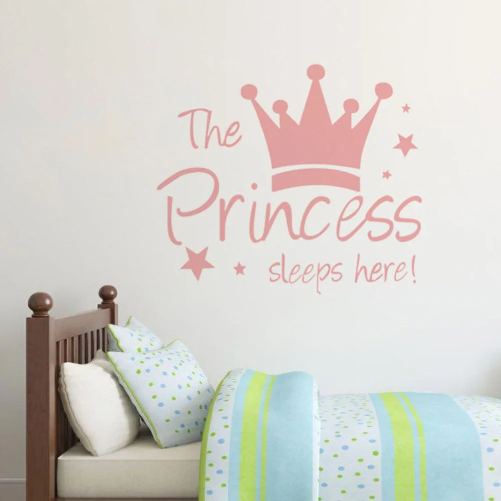 

Mural Background Kids Living Room The Prince Princess Sleep Here Princess Room Bedroom Removable Decal Crown Baby Wall Sticker