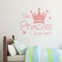 mural background kids living room the prince princess sleep here princess room bedroom removable decal crown baby wall sticker